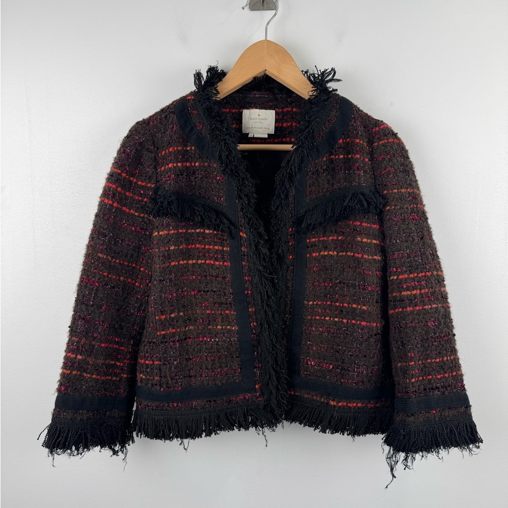 Kate Spade New York Bittersweet So Foxy Multi Tweed Jacket‎ Size 2